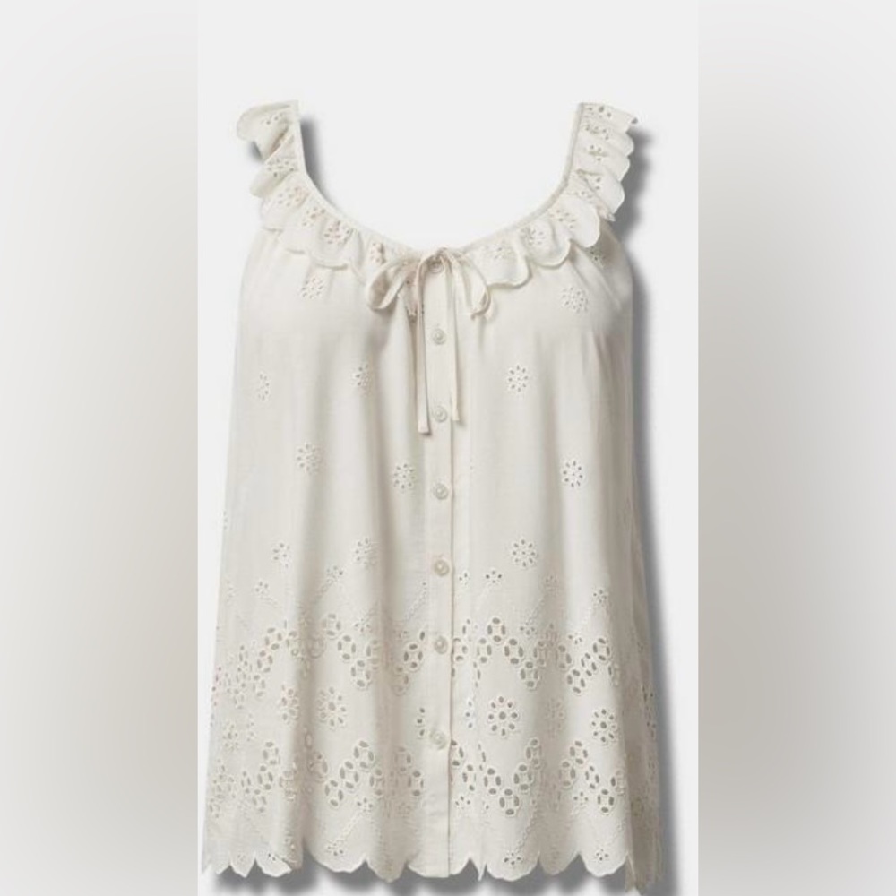 Torrid Cream Eyelet Tank Top